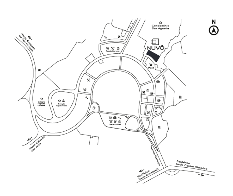 Mapa para llegar a Nuvo Naranjo, Mixco, Ciudad de Guatemala