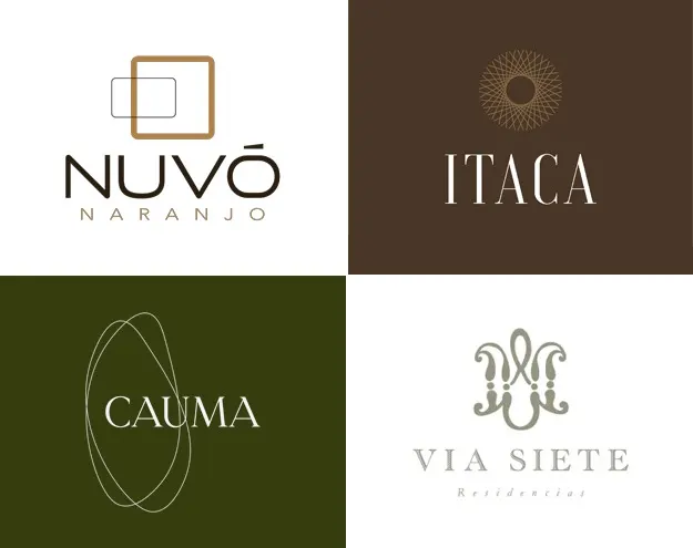 Logotipos de proyectos de Apoyo Inmobiliario: Nuvó Naranjo, Itaca, Cauma y Via Siete